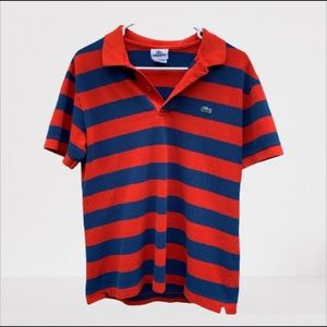 Lacoste Red and Blue Slim Fit Polo Size Large